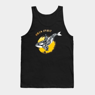 Orca Killer Whale Spirit Yellow Sun Tribal Tattoo Ink Tank Top